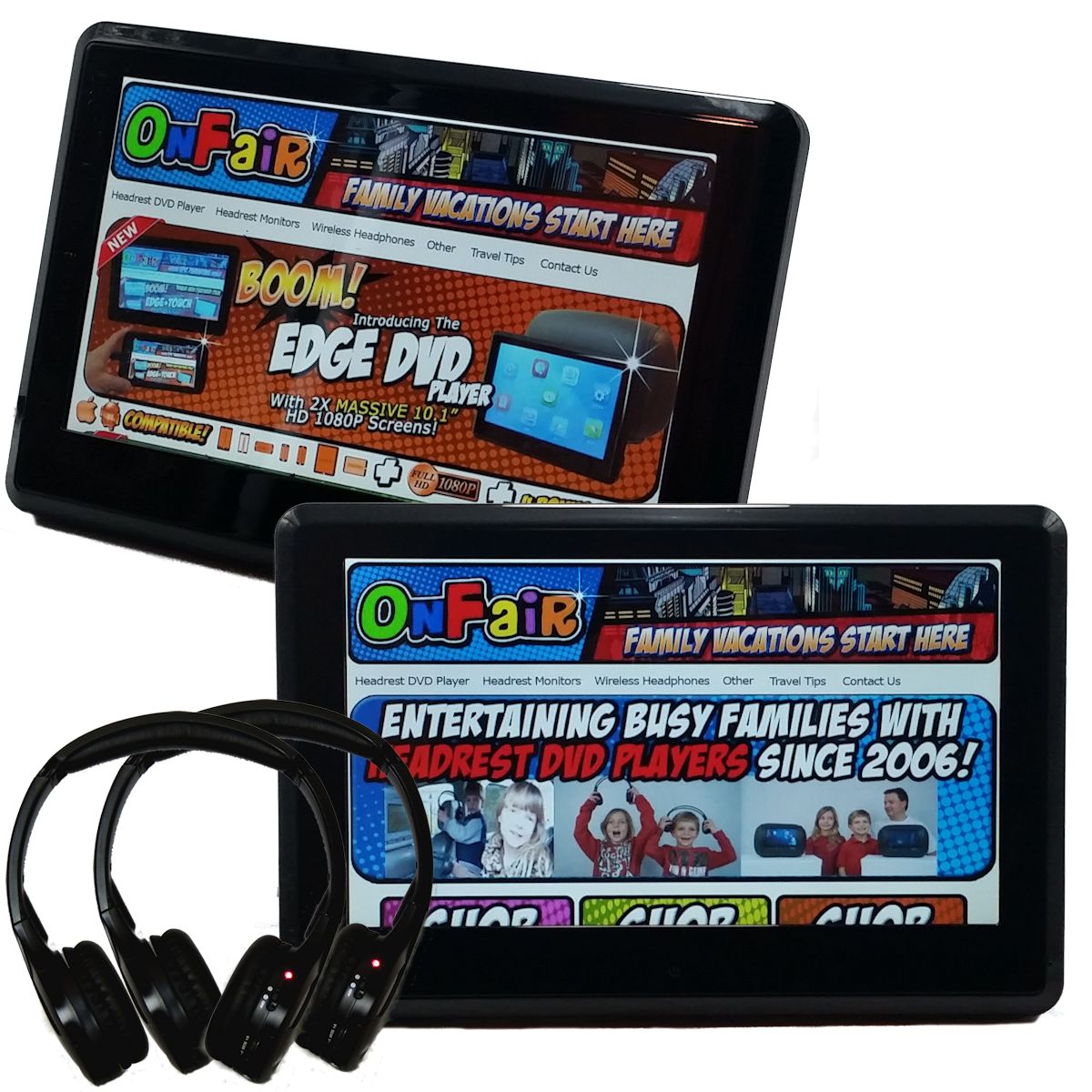 autotain edge active headrest DVD player monitor 10 inch touch screen