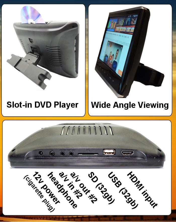 autotain mega headrest DVD player monitor 12 inch