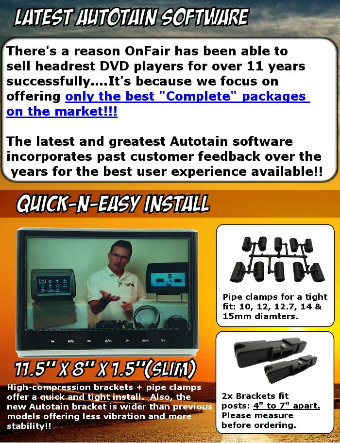 autotain mega headrest DVD player monitor 12 inch