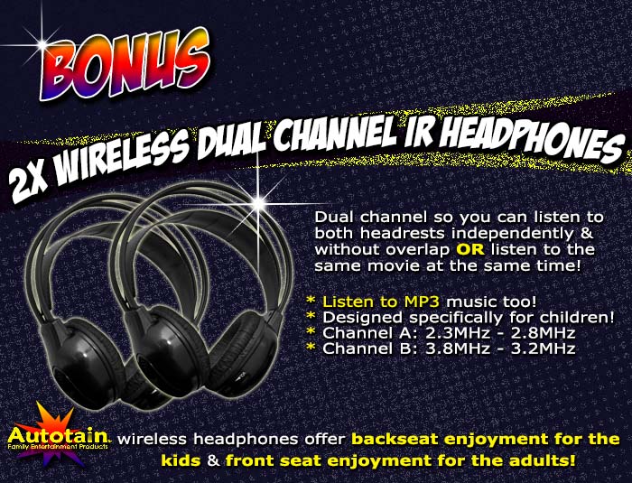 bonus dual channel wireless ir infrared headphones
