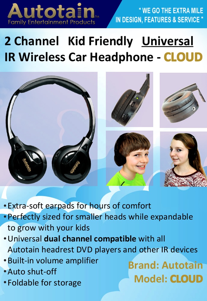 Autotain Cloud Kid Size Wireless Car IR Headphone